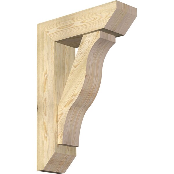 Ekena Millwork Funston Slat Rough Sawn Bracket w/ Offset Brace, Douglas Fir, 8"W x 26"D x 38"H BKT0806X26X38FST06RDF - main